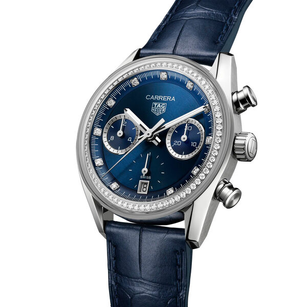 Carrera 39 mm chronographe automatique en acier inoxydable et diamants